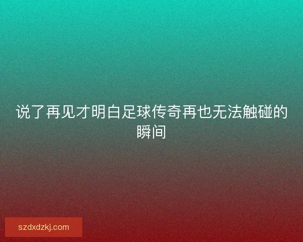 说了再见才明白足球传奇再也无法触碰的瞬间